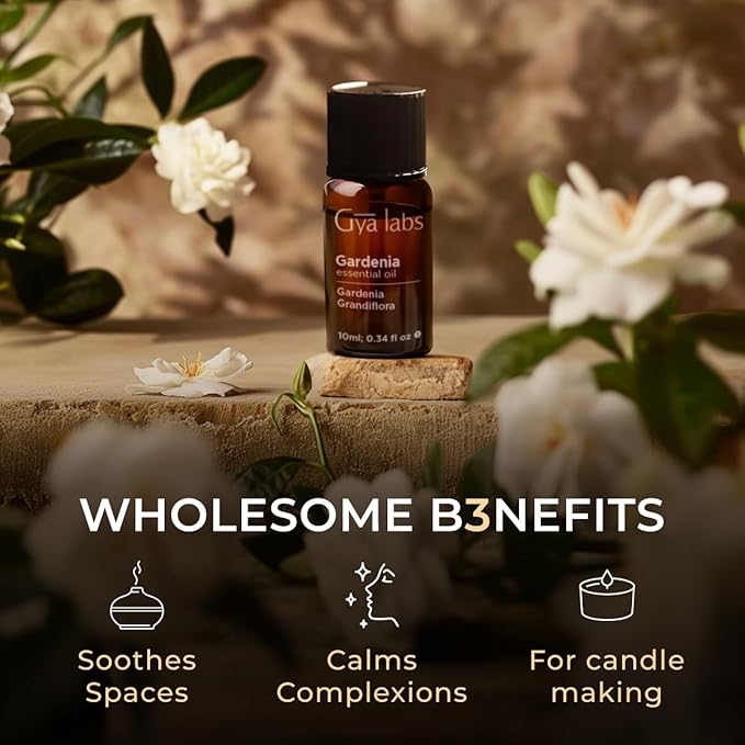 Gya Labs Gardenia Essential Oil for Diffuser - 0.34 Fl Oz - 100% Pure Natural Gardenia Oil for Skin, Aromatherapy & Candle Making Scent-Ruum Studio Home