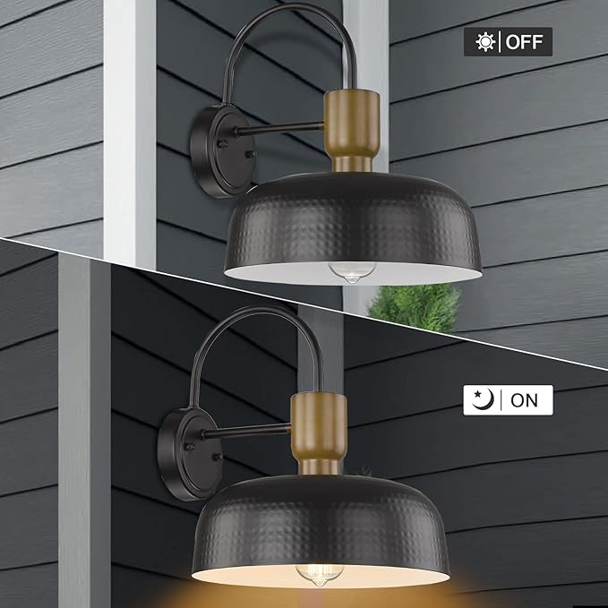 Outdoor Barn Light Gooseneck Barn Light, Farmhouse Exterior Wall Mount Light Vintage Wall Lighting Fixture Industrial Sconce Lantern for Porch, Entryway, Garage, Black, 1 Pack-Ruum Studio Home
