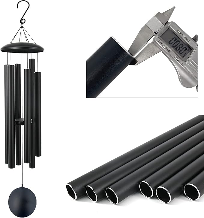 ASTARIN 45 in Memorial Wind Chimes Large with 6 Heavy Tubes, Large Deep Tone Wind Chimes Outdoor for Garden Hanging Décor,Sympathy Gifts. Black-Ruum Studio Home