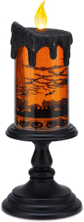 Halloween Snow Globe Candles Lighted Lamp, Lighted Flameless Candles with Water Glitter Swirls and Spooky Moving,Battery Operated-Ruum Studio Home