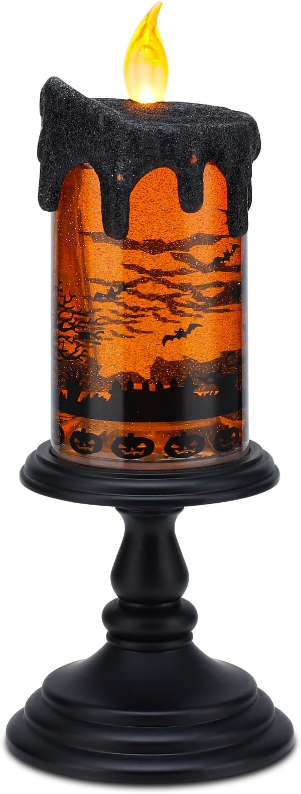 Halloween Snow Globe Candles Lighted Lamp, Lighted Flameless Candles with Water Glitter Swirls and Spooky Moving,Battery Operated-Ruum Studio Home