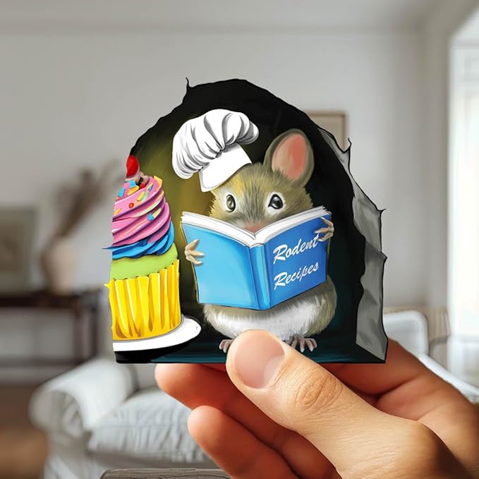 Adorable Pastry Mouse Reading Book Wall Sticker Decal – Kids Room, Classroom, Home Decor, Bookcase, Book Lover Gift, Children's Bedroom, Nursery, Cute Mouse, MICESTERPIECE-Ruum Studio Home