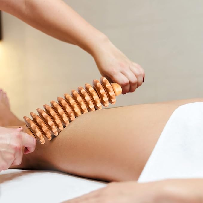 Curved Wood Therapy Massage Roller Tools,Lymphatic Drainage, Cellulite Massage & Wooden Muscle Roller Stick for Waist and Thigh, Stomach Rolling Massager Tool （with White Box）-Ruum Studio Home