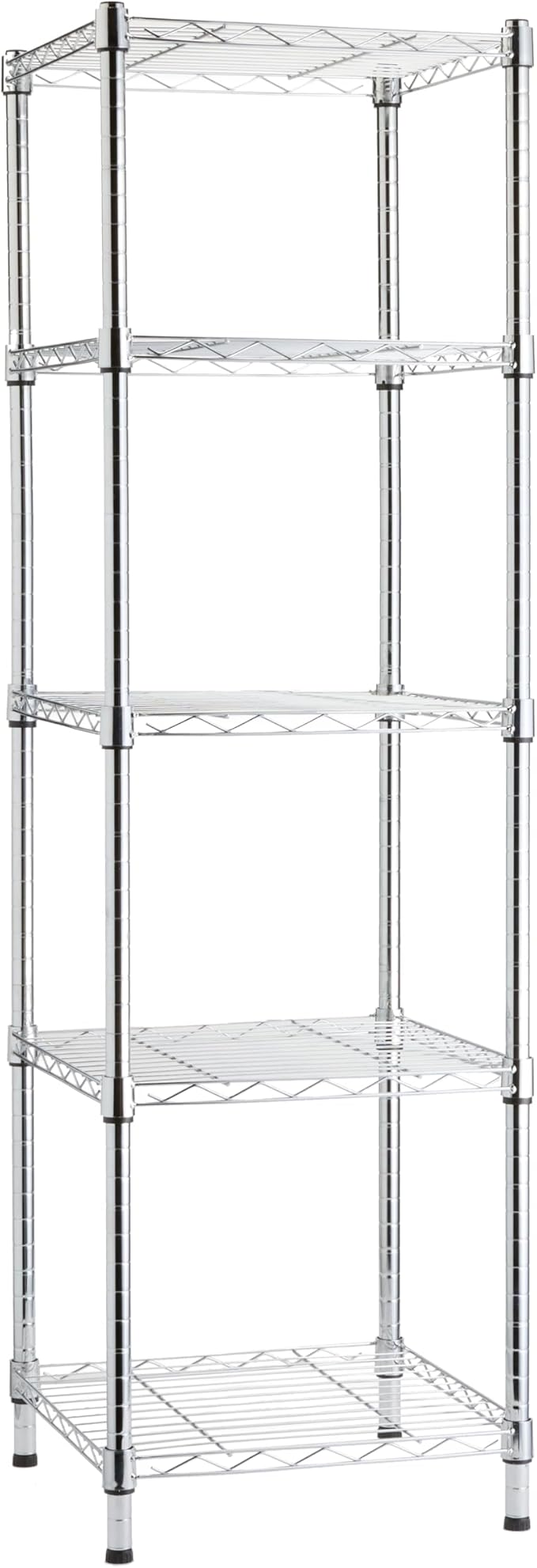 Amazon Basics 5-Shelf Tower Adjustable Storage Shelving Unit, Chrome, 16 D x 16 W x 54 H in-Ruum Studio Home