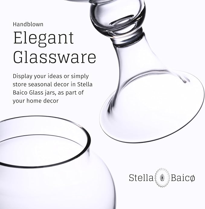 Large Glass Apothecary Jars with Lid, Clear Candy Jar for Candy Buffet, Fancy Decorative Glass Jar for Party, Wedding and Display, Tall Glass Candy Containers (Height: 16.5", Diameter: 6.5")-Ruum Studio Home