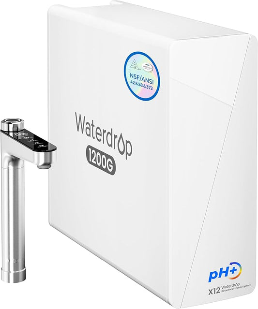 Waterdrop X12-Alkaline Mineral pH+ Reverse Osmosis System, NSF/ANSI 42&58&372 Certified, 1200 GPD RO Water Filter, 11-Stage Filtration Tankless RO System, 3:1 Pure to Drain, UnderSink, BPA Free-Ruum Studio Home