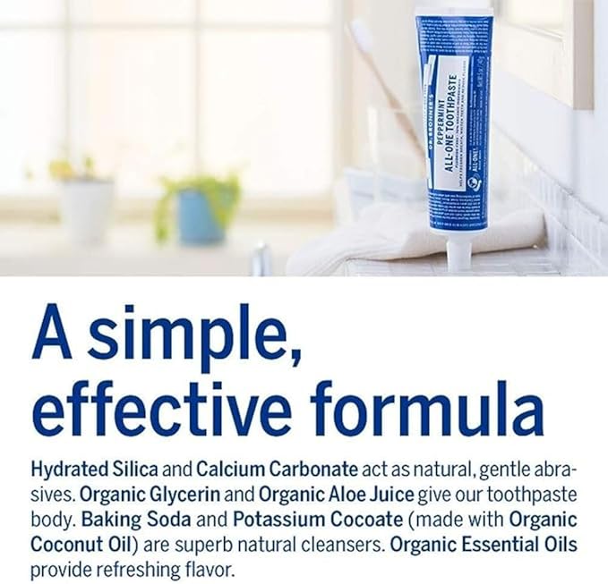 Dr. Bronner’s All-One Toothpaste Pack of 3– Peppermint, 5 oz– Fluoride-Free Toothpaste for Adults, SLS-Free, 70% Organic & Natural Ingredients, Vegan, Helps Freshen Breath & Reduce Plaque-Ruum Studio Home