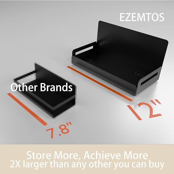 2-Pack Magnetic Spice Rack for Refrigerator - Heavy-Duty 20LB Capacity - Strong Magnetic Shelves for Classroom Whiteboards and Garage Tools, Kitchen Organizer for Utensils, Black-Ruum Studio Home