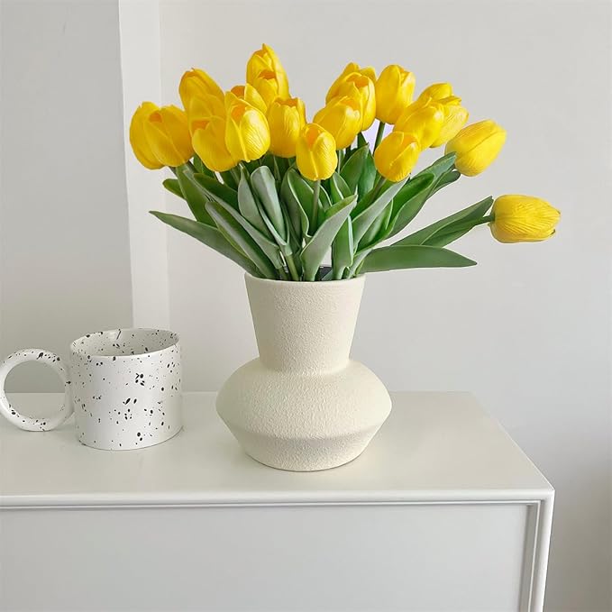 20pcs Yellow Artificial Tulip Fake Flower 12.9 Inch Spring Mother's Day Easter Gift for Home Kitchen Wedding Decoration-Ruum Studio Home
