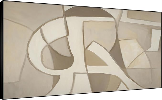 SIGNWIN 24"x46" Extra Large Framed Wall Art Neutral Abstract Geometric in Mid-Century Style, Retro-Inspired Design for Home Living Room Bedroom Decor (Frame Assembly Required)-Ruum Studio Home