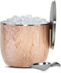 SNOWFOX XL Premium Vacuum Insulated Double Wall Stainless Steel Ice Bucket with Lid/Scoop, Bar Accessories, Large Elegant Party Bucket, Chill Several Bottles, Beautiful Entertaining, 7L, Natural Teak-Ruum Studio Home