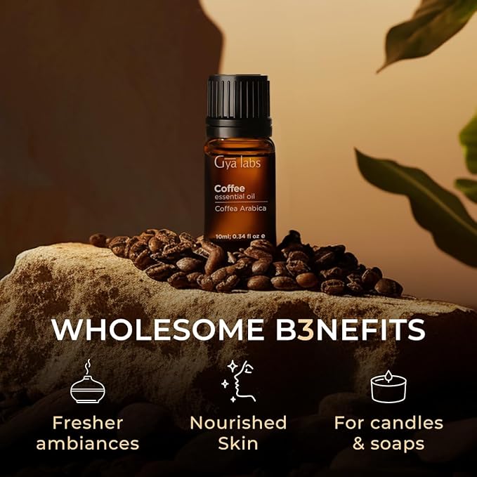 Gya Labs Coffee Essential Oil for Diffusers - 0.34 Fl Oz - 100% Pure Natural Coffee Oil for Hair, Skin, Aromatherapy Fragrance Bath Bombs, Spray & Candle Making Scent-Ruum Studio Home