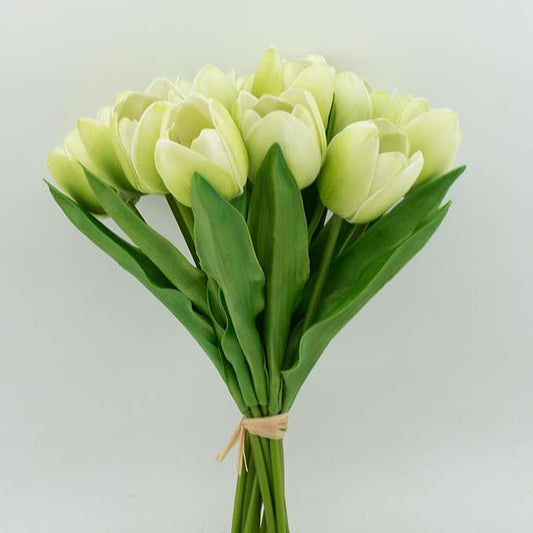 Buart Artificial Tulip in Bulk for Home Kitchen Wedding Bridal Bouquet,Fake Flowers for Valentine's Day Mother's Day Easter Table Centerpieces Decorations(Green,Real-Touch,12pcs)-Ruum Studio Home