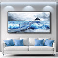 ZUITINGHUA Large Black Framed Wall Decor For Living Room Canvas Wall Art For Office Modern Wall Decorations For Bedroom Ocean Landscape Painting Black And White Pictures Artwork Home Decor 24x48 In-Ruum Studio Home