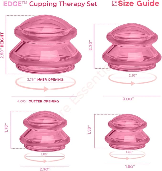 Silicone Cupping Therapy Set Professional Massage Cupping Cups for Cupping Therapy 4 Cup Kit for Massage, Myofascial Release, Cellulite Reduction (Lure Pink)-Ruum Studio Home