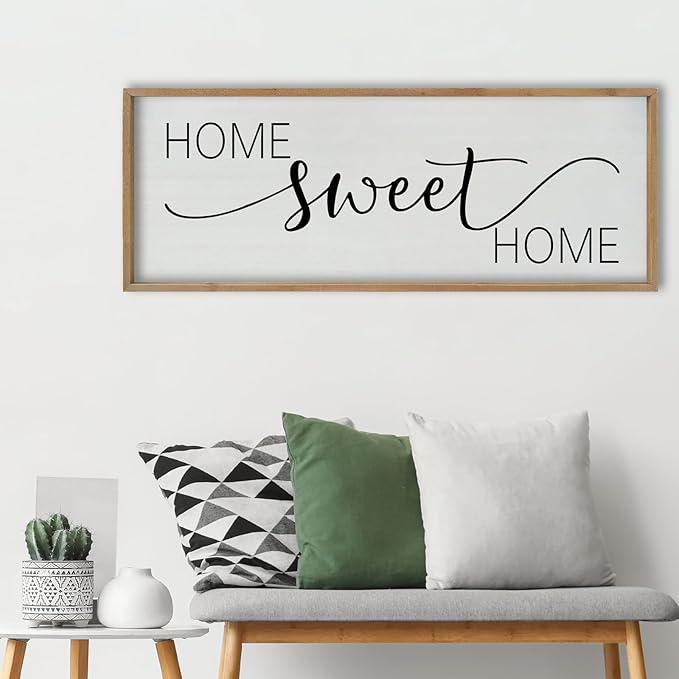 SRSZHIYUE Home Sweet Home Sign 40"x15" for Farmhouse Rustic Large Family Living Room Over Couch Modern Horizontal Wall Decor, Wood Framed Plaques Art Decorative (Wood)-Ruum Studio Home