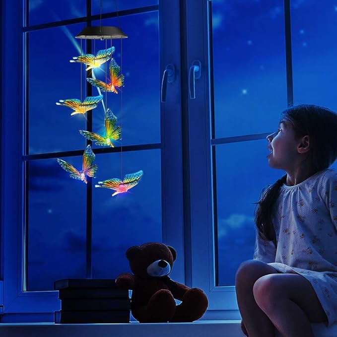 Toodour Solar Wind Chime, Color Changing Wind Chimes Butterfly, LED Decorative Mobile, Gifts for Mom Grandma, Waterproof Outdoor Decorative Lights for Garden, Patio, Yard, Window, Outdoor Decor-Ruum Studio Home