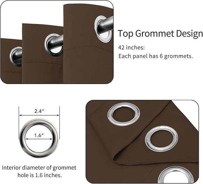 Easy-Going Blackout Curtains for Bedroom, Solid Thermal Insulated Grommet and Noise Reduction Window Drapes, Room Darkening Curtains for Living Room, 2 Panels (42 x 63 in, Brown)-Ruum Studio Home