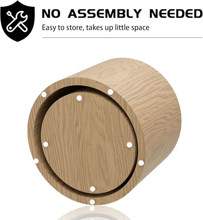 Nesting Coffee Table Set of 2, Modern Round Coffee Table with Non-Slip Feet, Oak Wooden Circle Accent Tables for Small Spaces Living Room Bedroom Balcony Office Drum Side Table-Ruum Studio Home