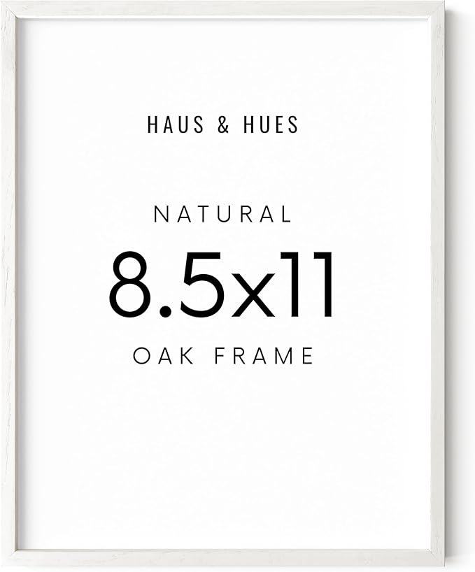 HAUS AND HUES White Oak Wood 8.5x11 Picture Frame - Modern Wood Wall Art Display - Lightweight 8.5x11 Certificate Frame - Ready-to-Hang Vertically & Horizontally for Art Prints, Photos, Posters-Ruum Studio Home