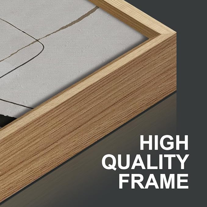 SIGNINART Black and White Abstract Framed Canvas Wall Art Set of 3, Beige Neutral Art Prints, Minimalist Modern Wall Decor for Living Room, Bedroom, Office,Above Couch 16"x24"x3-Ruum Studio Home