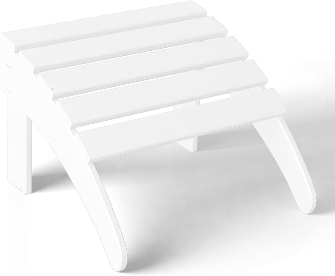 WestinTrends Outdoor Ottoman, Patio Adirondack Ottoman Foot Rest, All Weather Poly Lumber Folding Foot Stool for Adirondack Chair, Widely Used for Outside Porch Pool Lawn Backyard, White-Ruum Studio Home