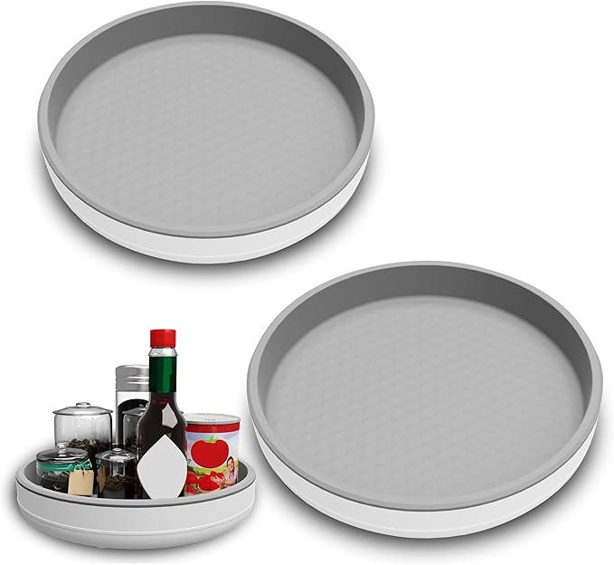 2 Pack 10 Inch Non-Skid Lazy Susan Turntable Organizers - Spinning Rack for Pantry Organization and Storage, Kitchen, Cabinet, Fridge, Bathroom Vanity, Countertop, Under Sink Organizing, Spice Rack-Ruum Studio Home