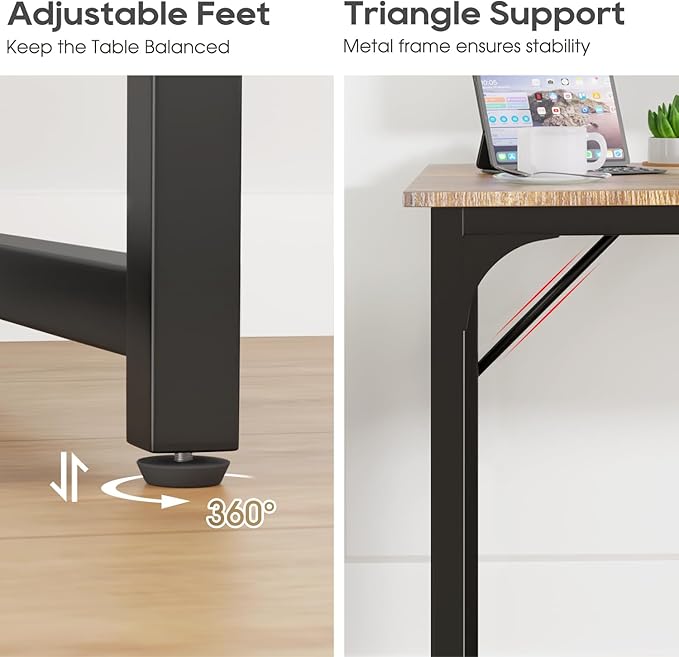 PayLessHere | 39 Inch Computer Desk | Brown | Office Desk with Metal Frame, Adjustable Feet | Water-Resistant, Scratchproof Surface | Sturdy Writing Table for Home Office or Study | Pack of 2-Ruum Studio Home