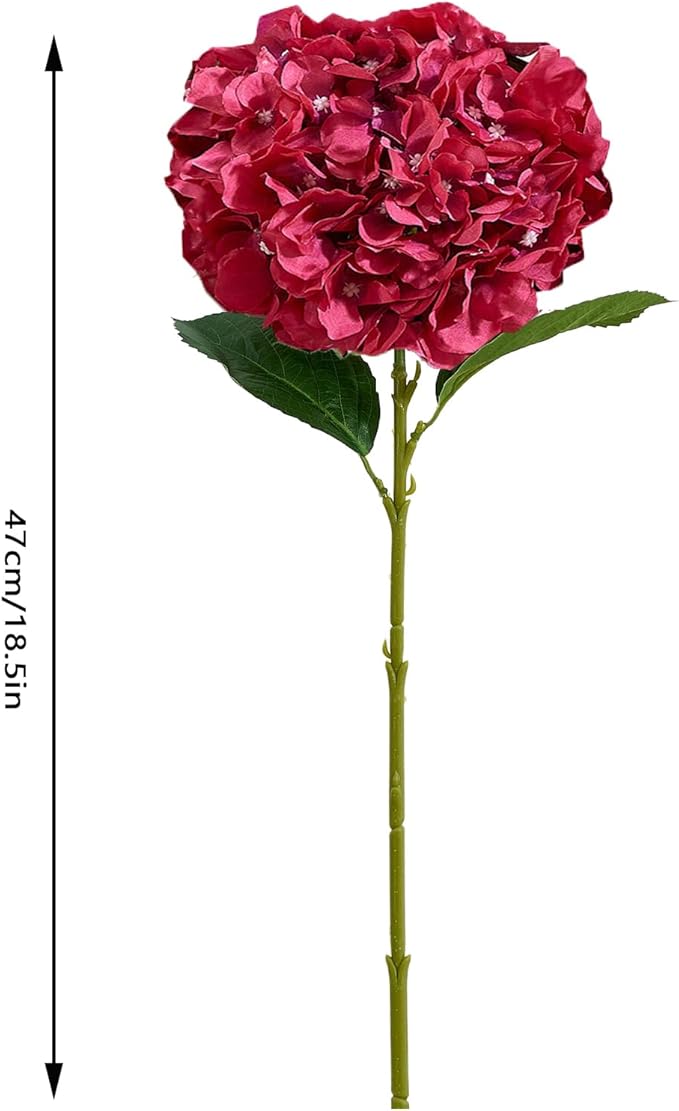 8Pcs Burgundy Fake Flowers Silk Hydrangea Artificial Flowers Bouquets Faux Hydrangea Stems for Home Table Centerpieces Wedding Party Decoration-Ruum Studio Home