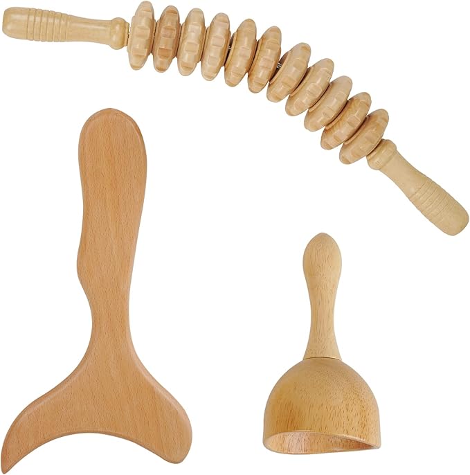 Liitrton Wood Therapy Fasci Massage Tools Curved Wooden Massage Roller Cellulite Reduction and Muscle Tension (Wood 3-in-1)-Ruum Studio Home