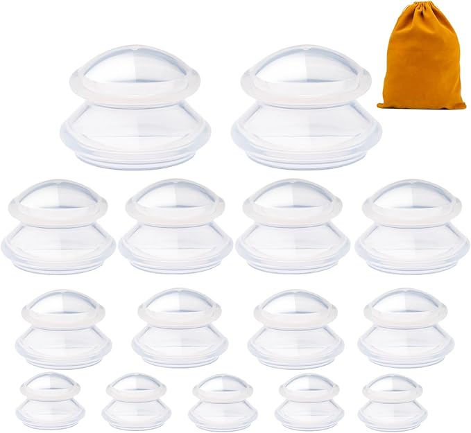 15pcs Cupping Therapy Set-Professional Silicone Cupping, Suitable for Facial Body Massage/Deep Myofascial Release/Pain Relief/Muscle Relaxation & More (Clear,15pcs)-Ruum Studio Home