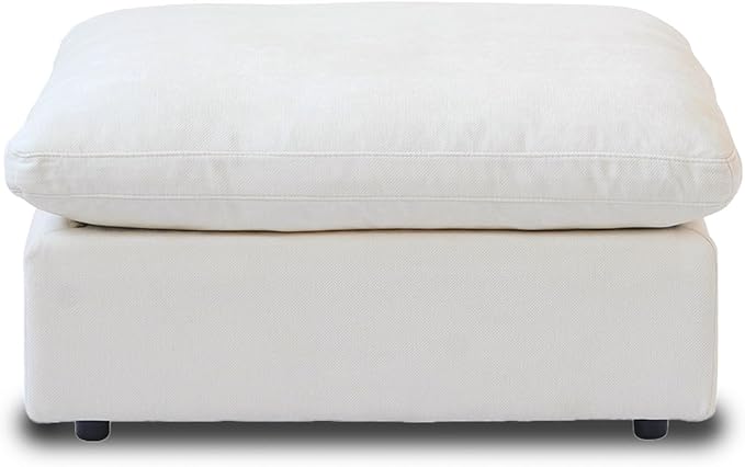 JACH Modular Ottoman Seater for Living Room, Cushion Covers Removable, Minimalist Comfy Footstool, Breathable Ottoman for Living Room Apartment (White)-Ruum Studio Home