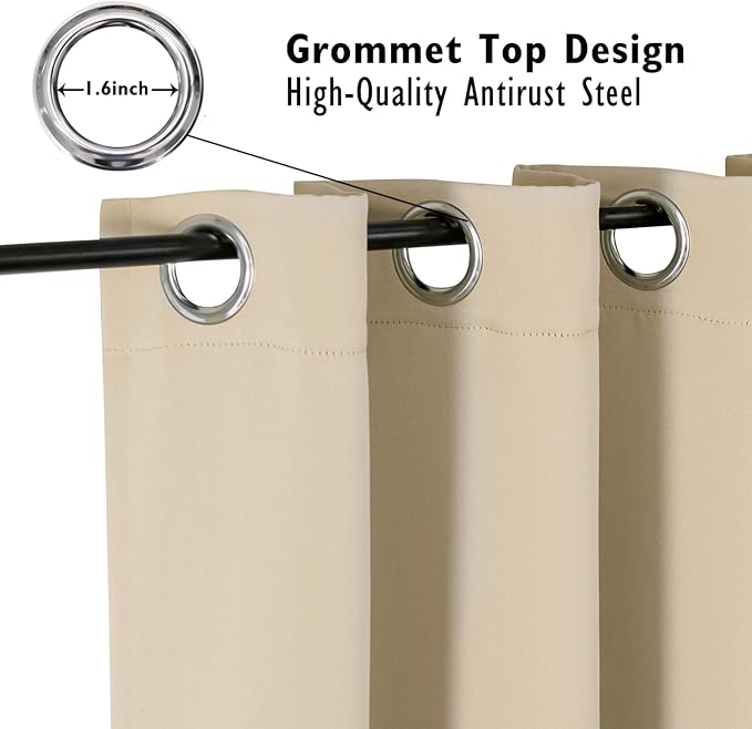 ChrisDowa Blackout Curtains 54 inches Long for Bedroom - 2 Panels Set Grommet Thermal Insulated Room Darkening Curtains for Living Room (Biscotti Beige, 52 x 54 Inch)-Ruum Studio Home