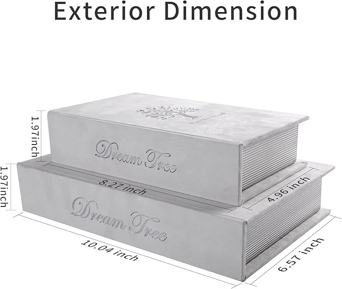 Decorative Book Boxes: Faux Books for Coffee Tables and Bookshelves, Home Decor Set of 2 Fashion Storage Boxes (Dream Tree)-Ruum Studio Home