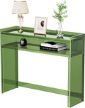 Acrylic Console Table, Entryway Table with Storage Shelves (Green)-Ruum Studio Home