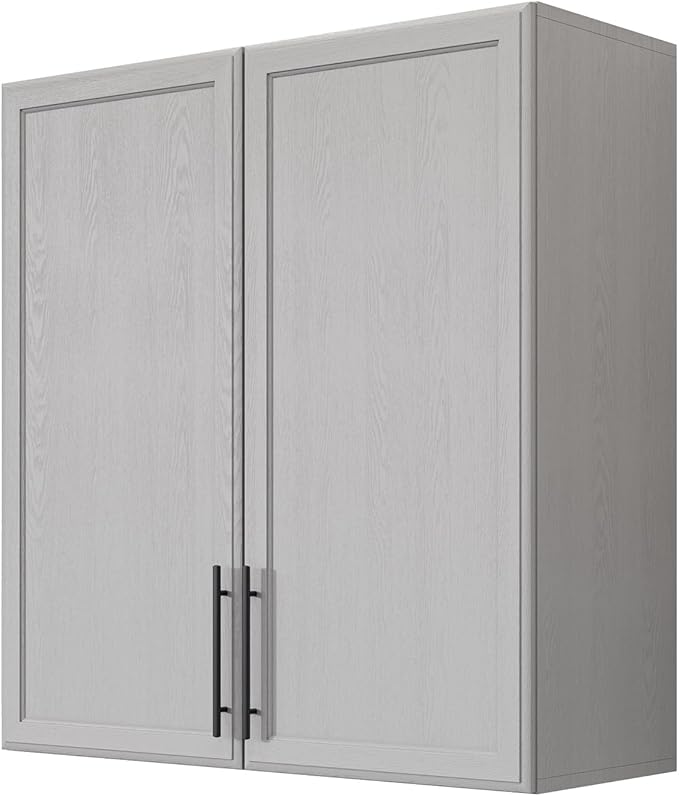 FIMELLO 30" Kitchen Wall Storage Cabinet with Adjustable Shelf, Laundry Cabinet with Doors, Bathroom Storage Cabinet Wall Mount, Storage Cabinet for Bathroom, Kitchen, Laundry Room Cabinet, Grey-Ruum Studio Home