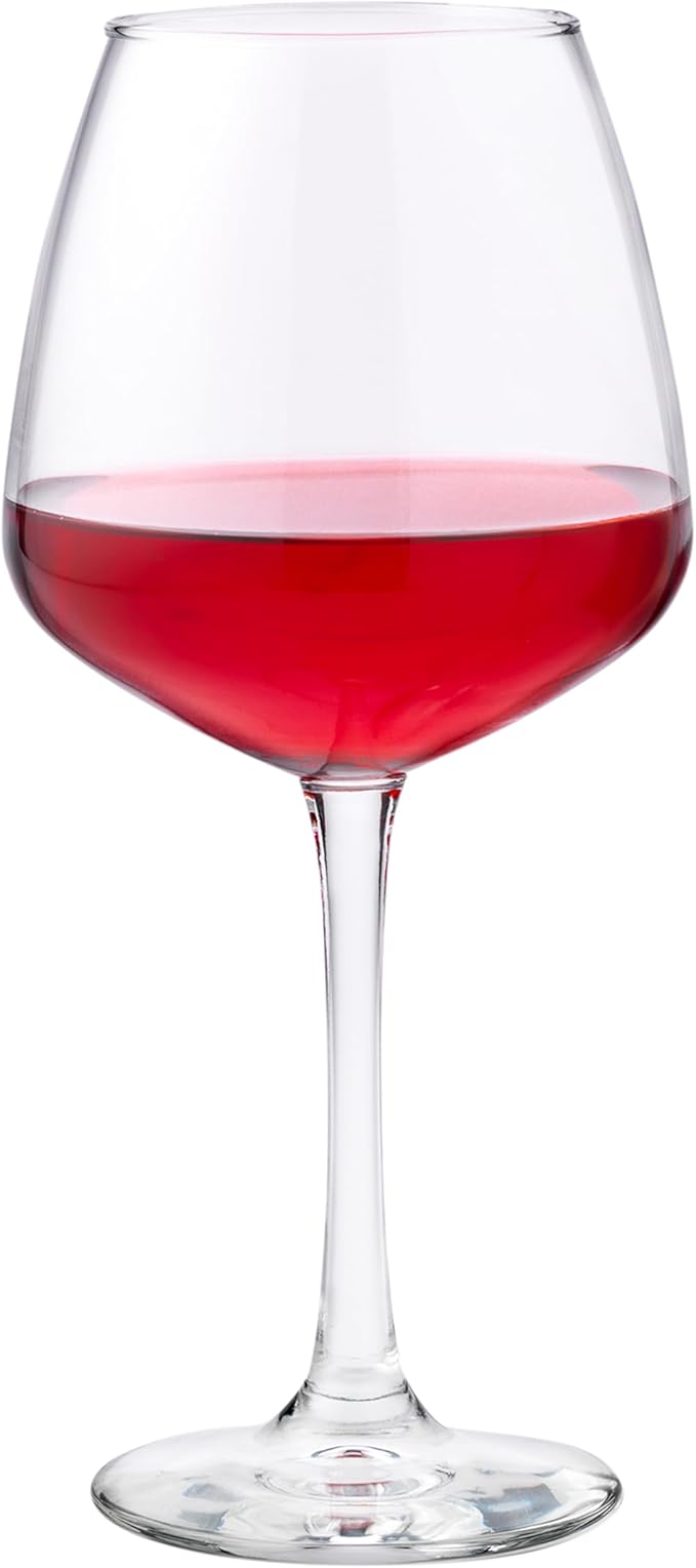 Libbey Vina Diamond Balloon Wine Glasses Set, Unique Angular Red Wine Glasses Set of 12, Large, Elegant Glass Wine Glasses for Celebratory Events-Ruum Studio Home