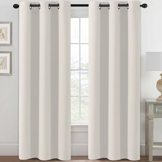 H.VERSAILTEX Room Darkening Curtains for Living Room Light Reducing Thermal Insulated Window Treatment Panels/Drapes Grommet Top 2 Panels (Ivory - 42 x 84 Inches)-Ruum Studio Home
