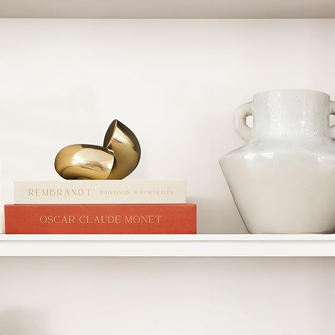 Linen Decorative Books for Home Decor,Set of 2 Aesthetic Faux Decor Book for Decoration,Fake Books for Bookshelf,Keepsake Storage Box (Orange & Beige)-Ruum Studio Home