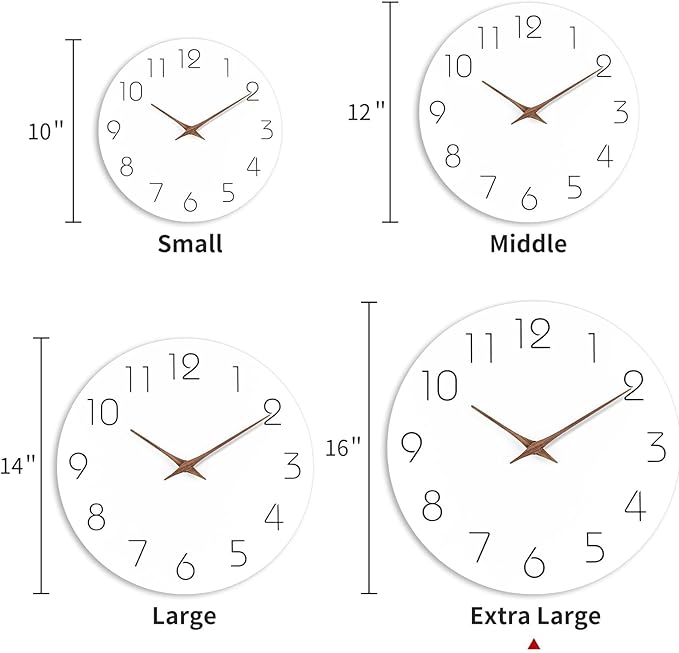 Mosewa Large Wall Clock Battery Operated 16 Inch White Silent Non Ticking Simple Minimalist Clock Decorative for Kitchen Home Bedroom Living Room Office-Ruum Studio Home