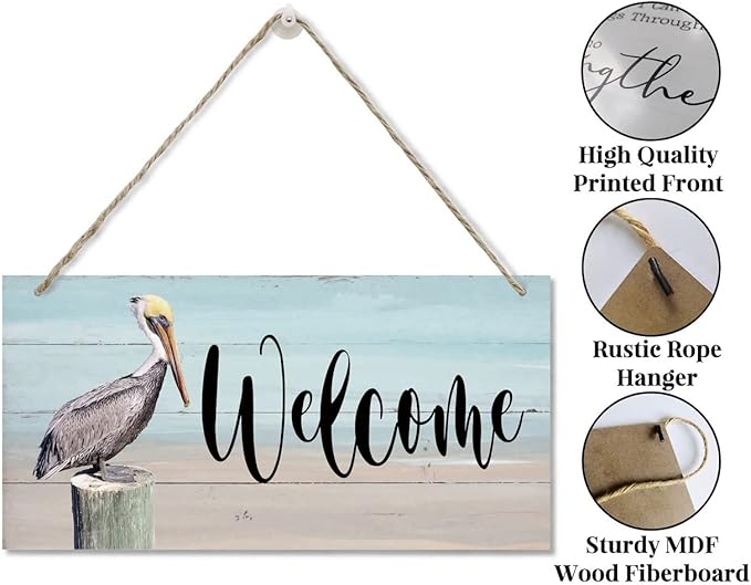 Rustic Hanging Welcome Wood Sign, 12 * 6inch - Farmhouse Porch Wall Art-Ruum Studio Home