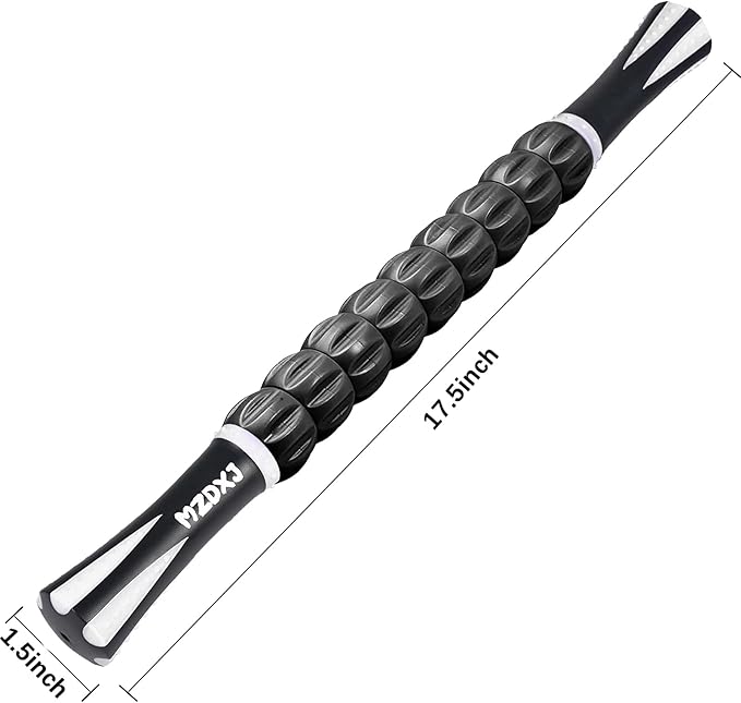 Muscle Roller Stick for Athletes - Deep Tissue Fascia Blaster & Roller Massager for Myofascial Pain Relief - Handheld Physical Therapy & Recovery Tool(White black-18 inch)-Ruum Studio Home