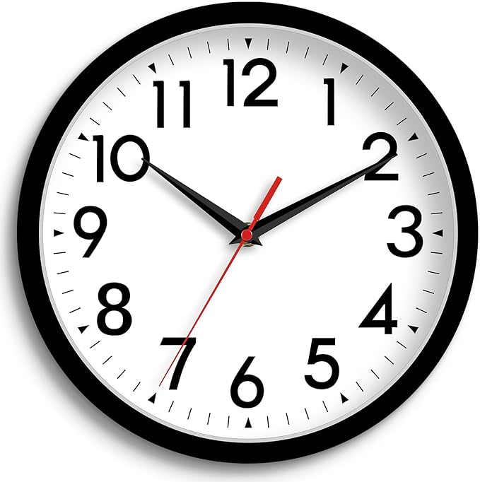 Wall Clock Small Analog 8 Inch Silent Non Ticking Battery Operated Modern Simple Decorative for Kitchen Office Bedroom Bathroom Living Room(Black)-Ruum Studio Home