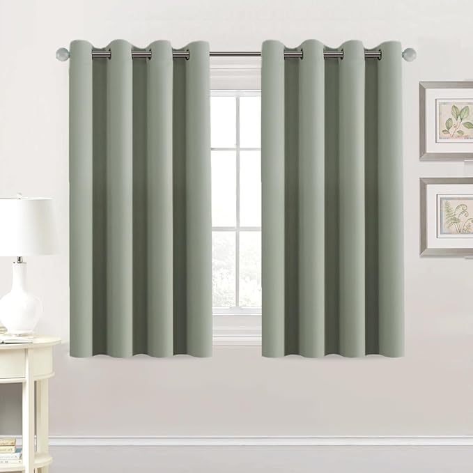 H.VERSAILTEX Premium Blackout Thermal Insulated Room Darkening Curtains for Bedroom/Living Room - Classic Grommet Top (2 Panels, Light Sage, 52 Inch by 54 Inch)-Ruum Studio Home
