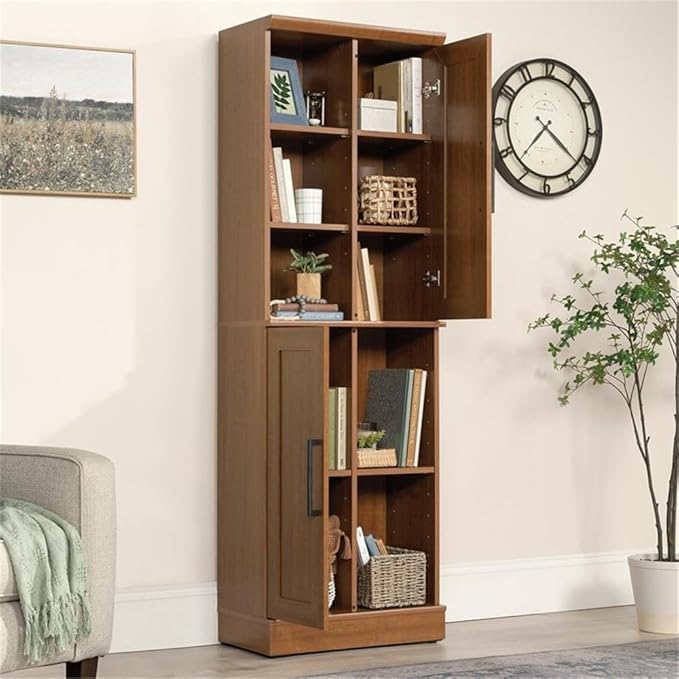 Sauder HomePlus Multi-Room Storage Cabinet with Adjustable Shelves and Door Positioning, Kitchen Laundry Bathroom Pantry Storage Cabinet, in Sienna Oak Finish-Ruum Studio Home