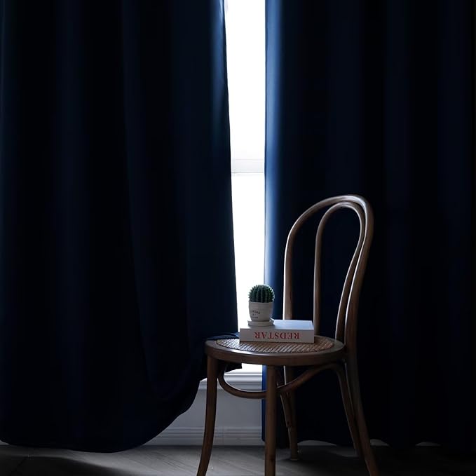 Blackout Curtains 72 Inch Length for Bedroom, Thermal Insulated Blackout Curtains 2 Panels Set, Solid Grommet Privacy Room Darkening Drapes for Living Room Windows(W52 x L72, Navy Blue)-Ruum Studio Home