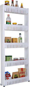 Laundry Room Organizer, Mobile Shelving Unit Organizer with 5 Large Storage Baskets, Gap Storage Slim Slide Out Pantry Storage Rack for Narrow Spaces-Ruum Studio Home