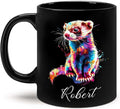 Custom Choose Name Ferret Coffee Mug, Colorful Animal Ceramic Cup, Gift For Ferret Lovers, Personalized 11oz & 15oz Mugs-Ruum Studio Home