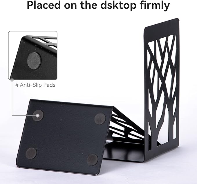 Decorative Metal Bookends Black Set of 4-Ruum Studio Home