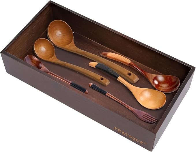 Bamboo Drawer Organizer - Kitchen Utensil Organizer Silverware Tray Cutlery Holder，Office Desk Supplies and Accessories,12 * 5.9 * 2.6,Nut-brown-Ruum Studio Home